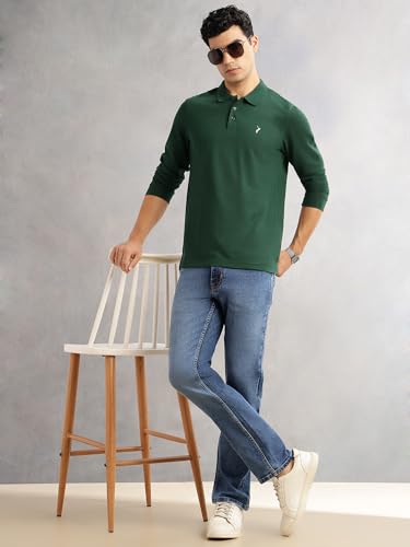 Image of Thomas Scott Men's | Solid | Full Sleeve | Regular Fit | Cotton Blend | Polo Collar | Casual Tshirt