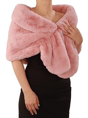 Octwine Faux Fur Shawls Wraps Wedding Bridal Bridesmaids Fur Stoles Cover Up Warm Fur Scarfs Fashion Shawls for Women2