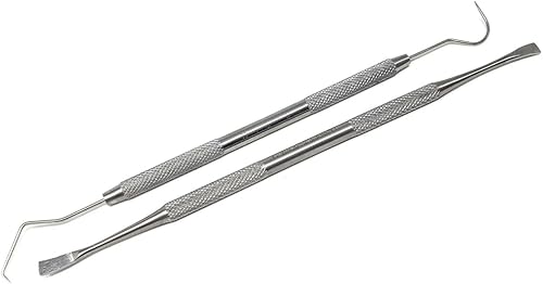 Herramientas dentales profesionales – Selección de dentista, paquete de 2 unidades de acero inoxidable médico, raspador de tarter para manchas de