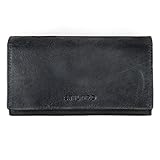 STILORD 'Marquesa' Leder Geldbörse Damen RFID Schutz NFC Portmonnaie Damen Vintage Geldbeutel Groß Quer mit Ausleseschutz in Geschenkbox Echtleder, Farbe:anthrazit