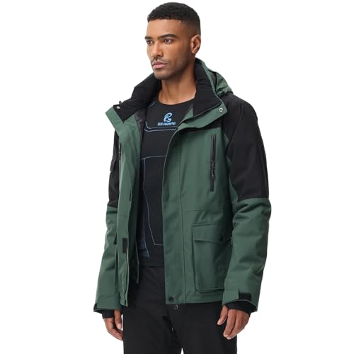 YEEFINE Conjunto de roupas de esqui masculinas impermeáveis para neve e snowboard, #5ag+bk, M