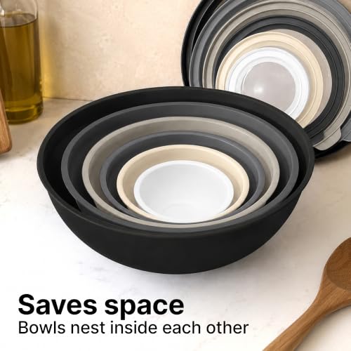Image of Zulay Kitchen 12 Piece Plastic Mixing Bowls with Leak-Proof Lids Set - Microwave and Freezer Safe Kitchen Mixing Bowls for Preparing, Serving and Storing - Large Nesting Bowls (Midnight Ombre)