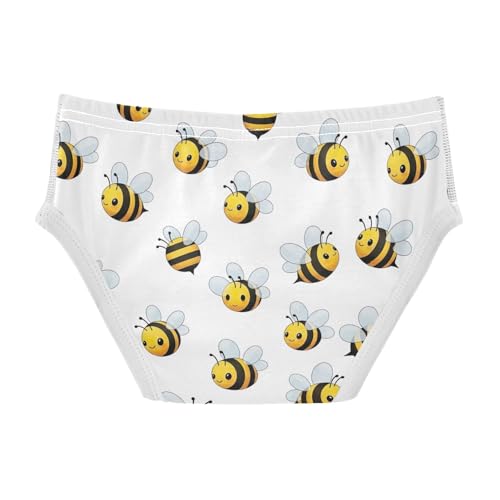 CHIFIGNO Boys Cotton Briefs Soft Underwear Breathable Underwear Briefs for Little Boy, Cute Cartoon Bees White2
