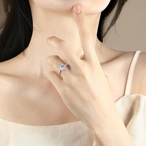 925 Sterling Silver Engagement Rings for Women Cushion Cut Cubic Zirconia Wedding Promise Rings for Her Size 4-12.54