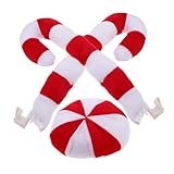 Mikinona クリスマス装飾カー用手杖型鹿角 耐久ファブリック製 ノーズ付き