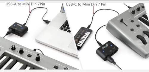 usb-c to mini-din 7 pin male cable for ik multimedia irig series compatible with hd hd-a keys io 25 io49 midi 2 pro pro duo pro duo io pro io streamstream pro usb-c to min din 6ft