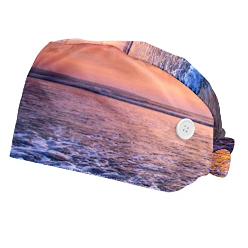 Chapeaux de travail vagues de surf lot de 2 couvre-chefs colorés imprimé sunset sky