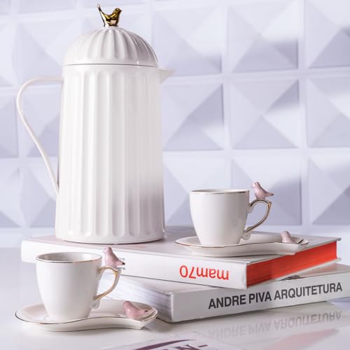 WOLFF Garrafa Térmica de Plástico Bird Branca 600ml - Enxoval - Organização - Decoração - Cozinha -