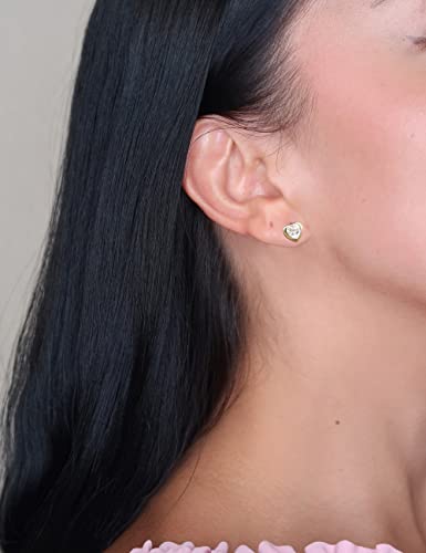 Heart Gold Stud Earrings For Women 14K Gold Plated Gold Cute Earrings Crystal Fake Diamond Dainty Fashion Small Trendy Hypoallergenic Jewelry Gifts For Teen Girls #TOP3