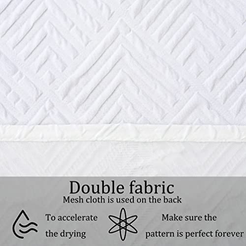 Rinhartex White Fabric Shower Curtain, Waterproof Luxury Textured Cloth Shower Curtain For Bathroom With Hooks,Elegant Modren Hotel Quality(72 X 96 Inch) #TOP4