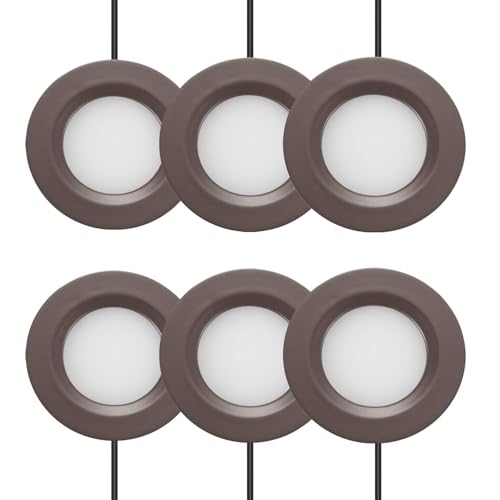 GETINLIGHT 2.75' Under Cabinet LED Puck Lights Kit, Plug-in 12V Set with in-Line Dimmer, 3000K Warm...