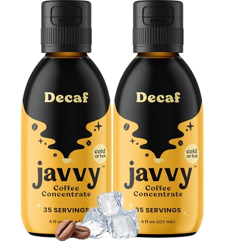Image of Javvy Cold Brew Coffee Concentrate Instant Coffee, Decaf, 2 Pack | 100% Real Coffee, 0g Sugar, No Artificial Flavors, 60-80mg Caffeine per Serving, Gluten Free, Makes Hot or Iced Coffee