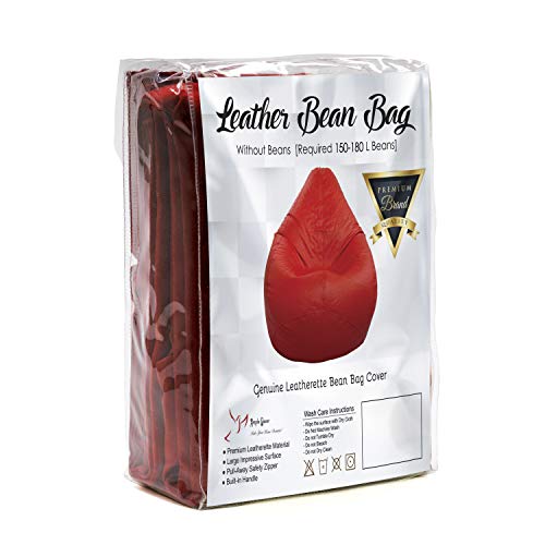 Ample Decor Bean Bag Cover (No Filling), Plush Toys Storage Soft Leatherette, Water Resistant, Durable Construction Sturdy Zipper, Ideal For Teenagers, Kids - Red #TOP6