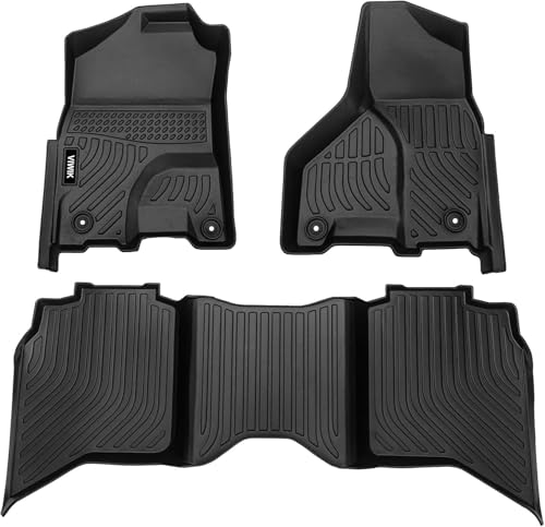 VIWIK Floor Mats Compatible for 2013-2018 Ram 1500/2500/ 3500 Crew Cab, 2019-2024 Ram 1500 Classic Crew Cab, Automotive Car Floor Mats All Weather Custom Floor Liners TPE Black by VIWIK - Used condition - US$56.17