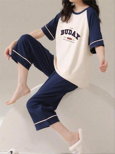 Image of Lymio Womens Korean Night Dress | Full Pyjama Set | Korean Nightsuit | Women Nightwear |Round Neck Full Sleeve Nightsuit | Loungewear | Everyday Nightdress (W-ND-1)