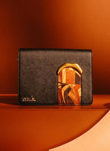 Image of ZOUK Women's Jharokha Vegan Leather Sling Bag | Dual Magnetic Flap | Crossbody Bag | Adjustable Strap