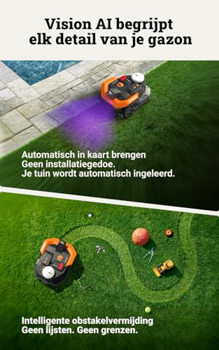 Worx Landroid Vision Cloud WR303E 2WD robotgrasmaaier, robotmaaier zonder begrenzingsdraad voor 300 m², (AI-obstakelherkenning, VSLAM + RTK-cloudnavigatie, automatische mapping, app-bediening) - Afbeelding 4