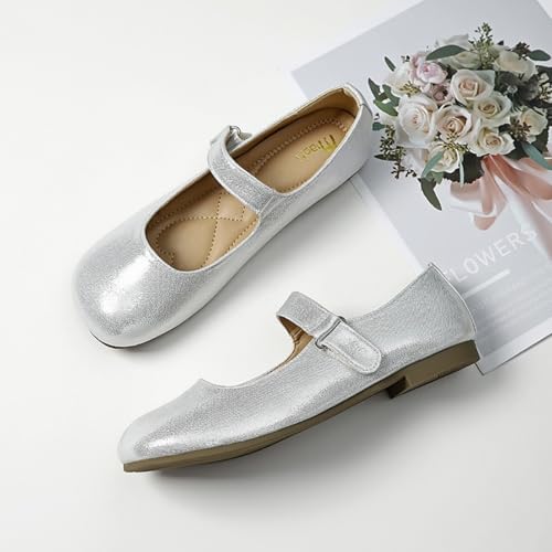 Amtopiyo Women's Square Toe Ballet Flats Hook&Loop Strap Mary Jane Shoes3