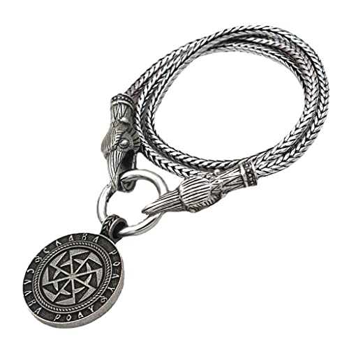 Collier loup viking homme pendentif talisman slave corbeau chaîne cou gothique punk vintage