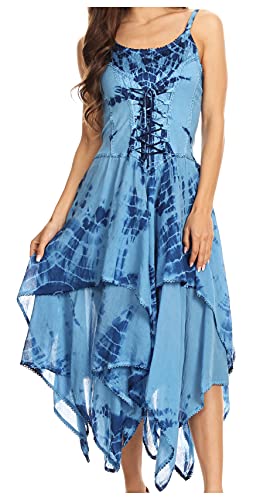 Image of Sakkas Annabella Corset Bodice Handkerchief Hem Dress