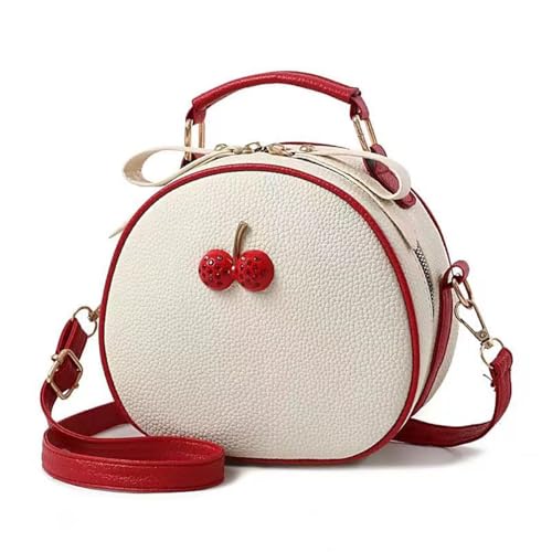 PU Leather Crossbody Bag Cute Shoulder Messenger Bag Cherry Print Purse with Adjustable Strap Handbags for Women