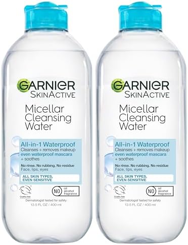 Garnier Micellar Water For Waterproof Makeup 13.5 Fl Oz 2 Ct, Pack May Vary