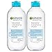 Garnier Micellar Water For Waterproof Makeup, Facial Cleanser & Makeup Remover, 13.5 Fl Oz (400mL), 2 Count (Packaging May Vary)