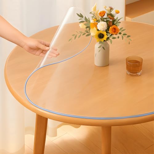 Image of Qlarity Covers 2mm Max Shield Round Table Cover, 23 Inch, PVC Table Cover