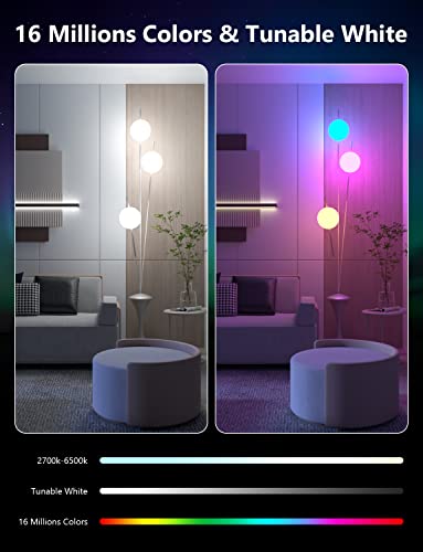 Maxcio Smart Light Bulb, Wifi & Bluetooth Smart Bulbs Work With Alexa & Google Home, A19 E26 Rgbcw Dimmable Color Chaning Bluetooth Light Bulb Music Sync, 60W Equivalent 900Lm, No Hub Required, 2Pack #TOP2