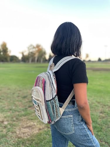 Small-Hemp-Backpack-Traveling-Backpack-Cotton-Stripe-Nepali-Backpack-Himalayan-Backpack-Small-13-x-11-x-5-Bag