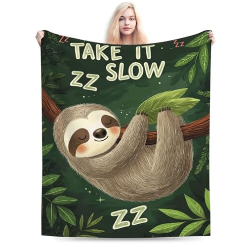 Sloth Blanket – Cute Cozy Jungle Throw Blanket for Girls and Women Who Love to Relax 60"x50"