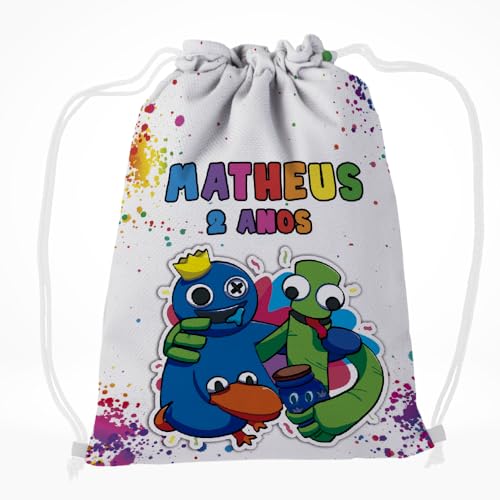 Mochilinha Bag Infantil Personalizado com Nome e Idade Rainbow Friends (Mochilinha 20x30, Unidades,