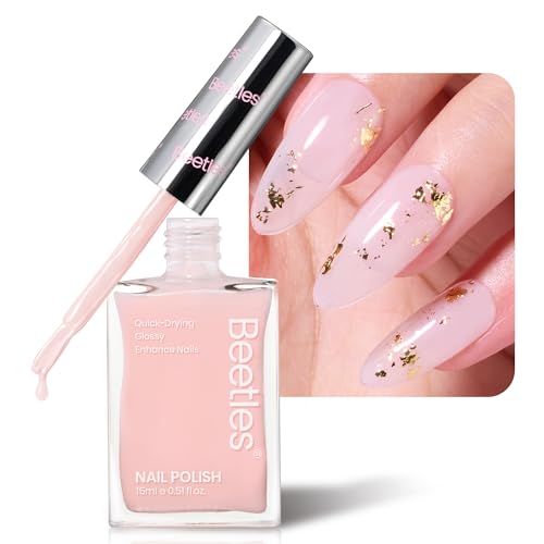 Image of Beetles Nail Concealer, 2 In 1 Light Pink Jelly Nail Polish Nail | Strengthener and Growth Fast Dry Quick Jelly Natural Nail Strengthener and Growth Treatment for Thin and Damaged Nails