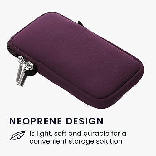 Kwmobile Neoprene Phone Bag Xl - 6.7/6.8" - 6.7 X 3.3 Inches (17.2 X 8.4 Cm) Universal Case Holder With Neck Strap And Zipper - Berry #TOP5