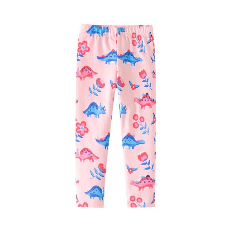 Toddler Girls Cute Cartoon Printed Leggings Summer Thin Comfort Cotton Elastic Waist Casual Pants for Kids 2-7 Years