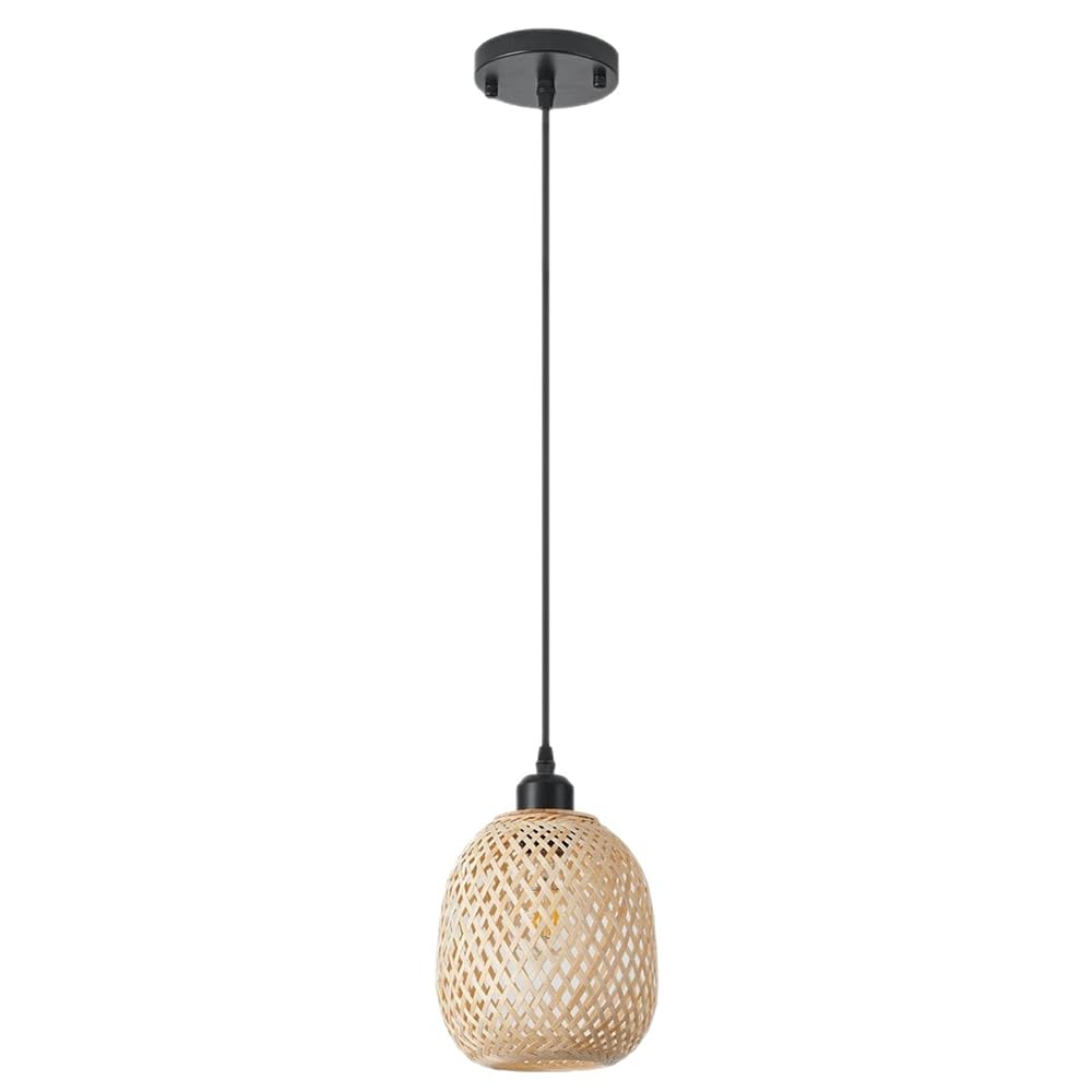 Luminaire suspendu en osier et rotin pour salle à manger vintage