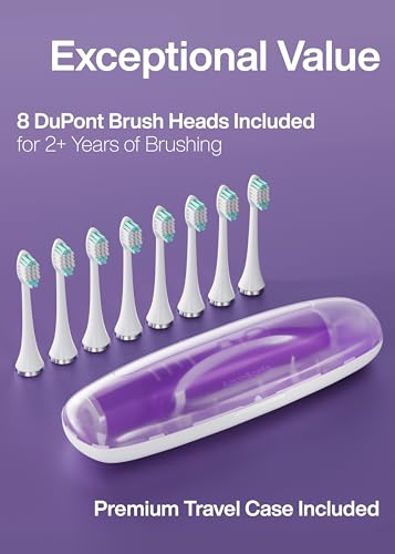 Image of Aquasonic Adult Vibe Series Ultra-Whitening Toothbrush A- Ada Accepted Electric Toothbrush-8 Brush Heads & Travel Case A- 40,000 Vpm Motor & Wireless Charging-4 Modes W Smart Timer A- Satin Violet
