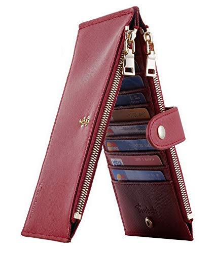 TravelamboWomens Walllet RFID Blocking Bifold Multi Card Case Wallet with Zipper Pocket