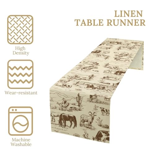 UEQIKI Western Desert Cowboy Table Runner for Party Decorations 13x72 Inch by UEQIKI - Used condition - Image 4