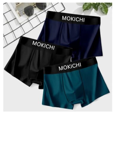 Image of Men's Ice Silk Boxer Briefs Pack of 3 | Ultra Soft Breathable Stretch Trunks | Moisture Wicking Quick Dry Innerwear | Comfortable Mid Rise Underwear