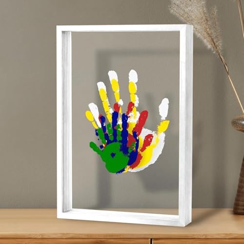 Family Handprint Kit with 6 Colors Baby-Safe Paint, Family Hand Print Frame Kit, Hand Casting Kit for Family, Ideas Gift for New Parents, Grandparents, Father's Day, Mother's Day, Crafts Anniversary