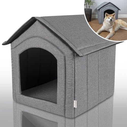 Petsona Caseta del Perro Perrera Plegable con Techo Desmontable Casa del Perro Cama Cueva del Gato Cama para Mascotas Tamaño XXL, Gris