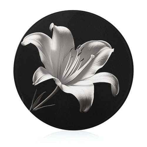 Planche à découper ronde en verre lys finition premium