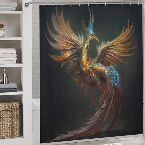 Rideau de douche phénix en polyester 183x183 cm lavable avec crochets