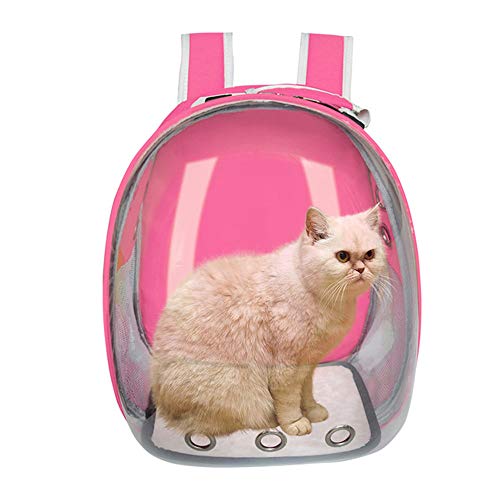 ZIGJOY Mochila portadora para Gatos, Mochila Transpirable Transparente para Cachorros y Gatos, Caja para Gatos, Jaula para Perros pequeños, Bolsa de Viaje para Mascotas, Bolsa Espacial (Rosado)