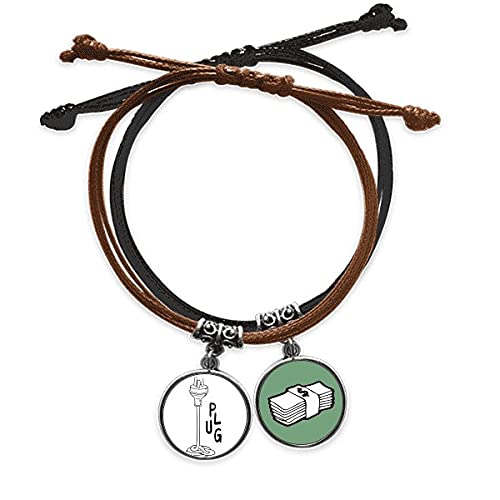 Pulsera tiburón de cuerda mano cadena cuero: amuleto de dinero y silueta feroz