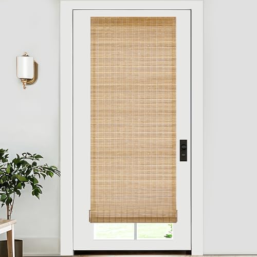 LazBlinds No Tools No Drill Bamboo Roller Shades, Cordless Bamboo Blinds, Light Filtering Roll Up...