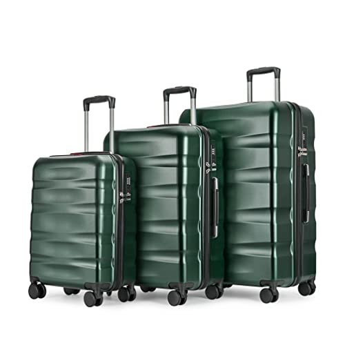 BONTOUR Wave Set 3 Valise à roulettes Rigide avec Serrure TSA, Vert Jungle (S+M) Cover