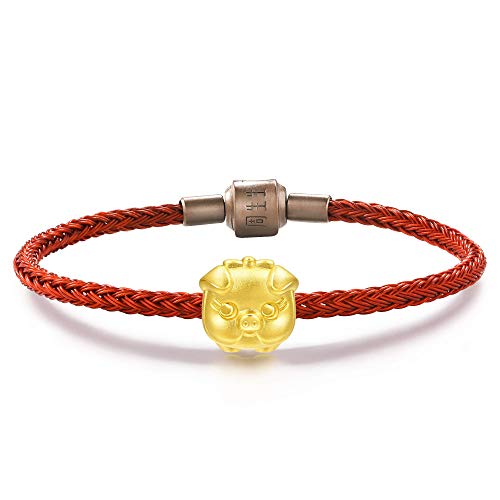 CHOW SANG SANG 999 24K Solid Gold Zodiac Pig Charm Bracelet for Women 90024C