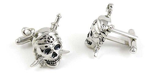 1 Par de Mancuernillas para Hombre Calaveras Plateadas miniatura 1